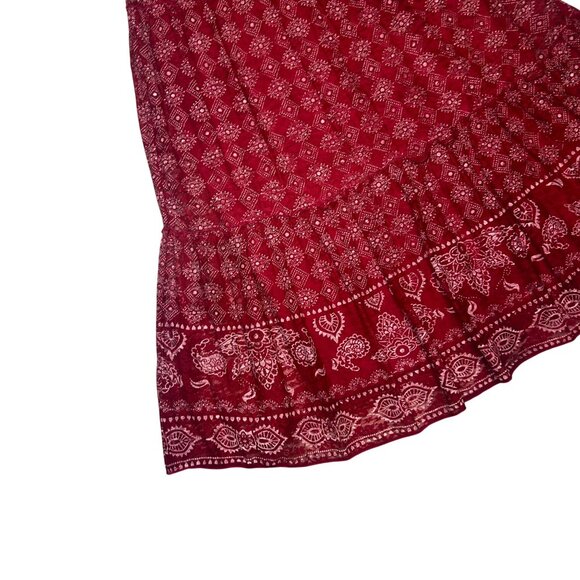 Est. 1946 Red Lace Midi Skirt With Bandana Print Lined Size LARGE 1906 - Picture 5 of 6